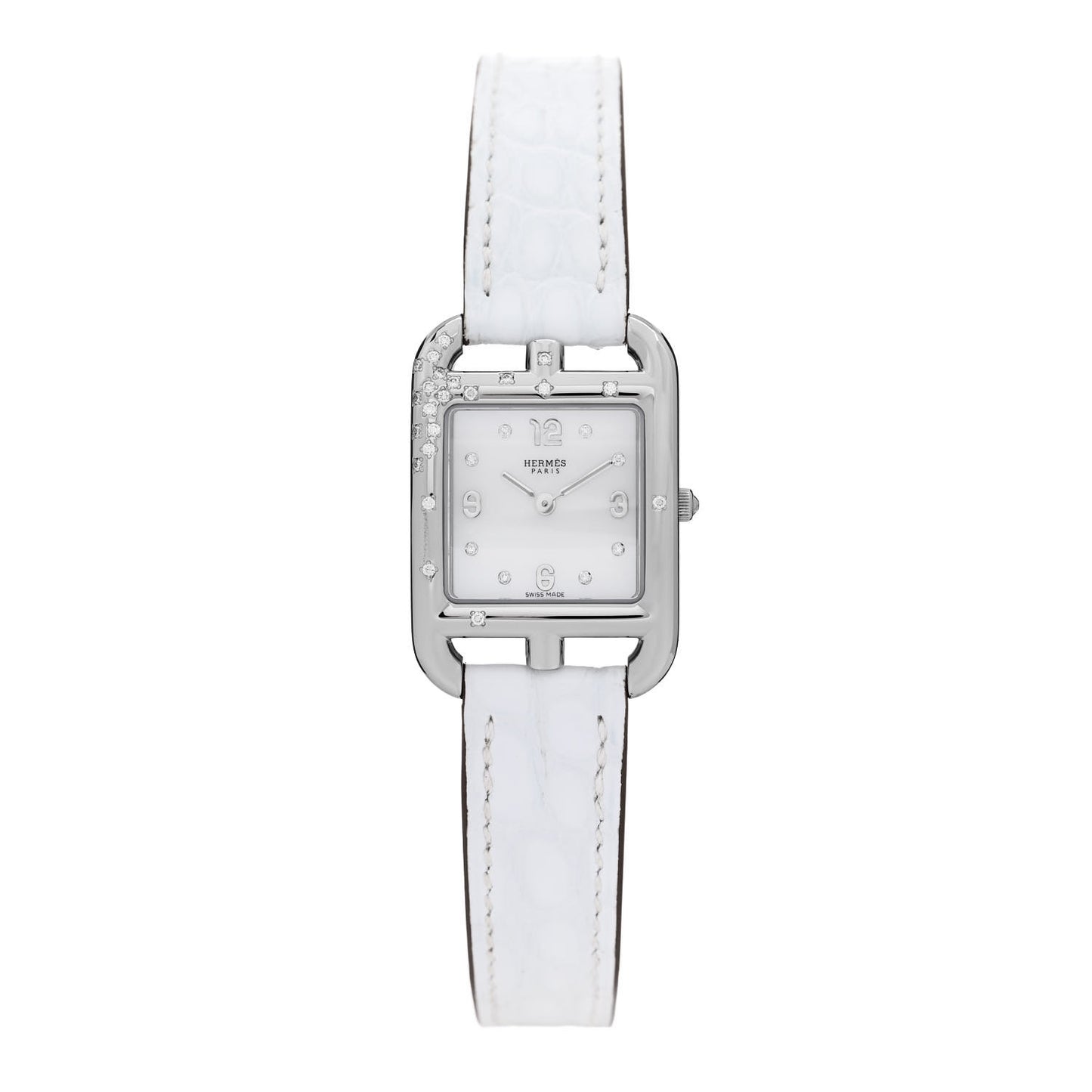 Stainless Steel Alligator Diamond Mother of Pearl 23mm Cape Cod Quartz Watch Bleu Brum