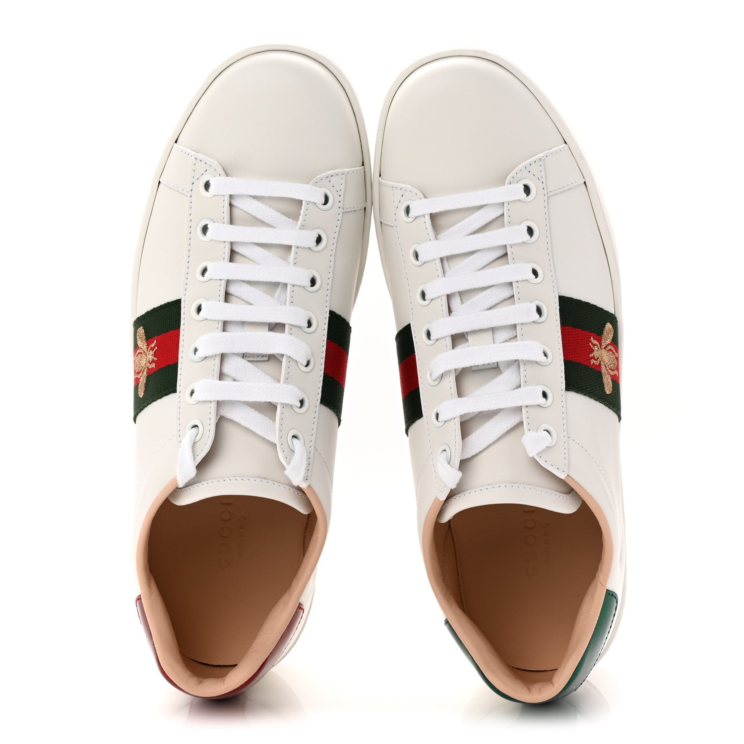Gucci Calfskin Web Bee Embroidered Womens Ace Platform Sneakers 39 White 5 of 10