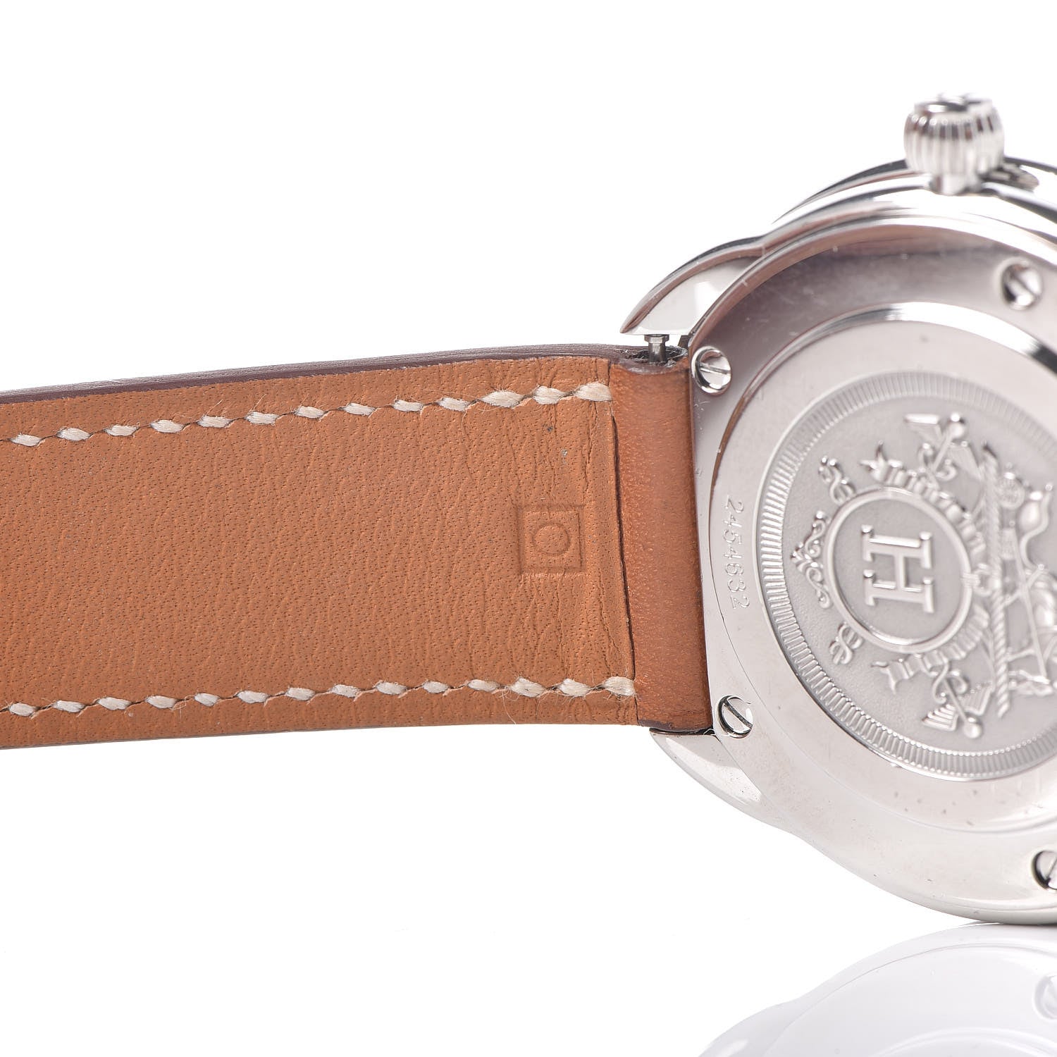 Hermes Stainless Steel Barenia 38mm Arceau Quartz Watch Fauve 12 of 13
