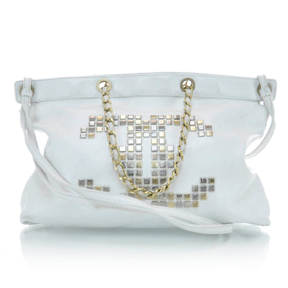 Chanel Leather Metal Mosaic Shoulder Bag White 1 of 9