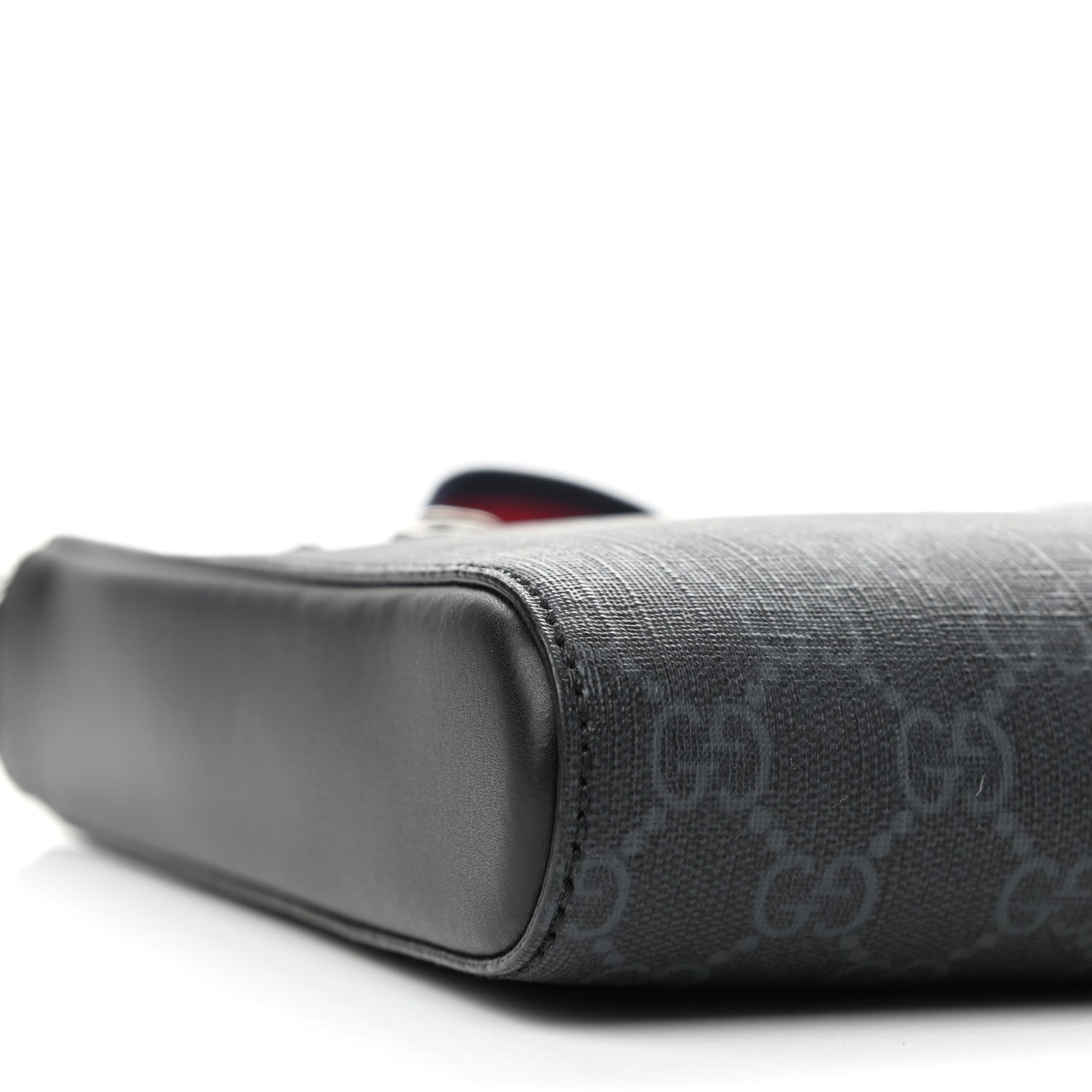 Gucci GG Supreme Monogram Web Small Flat Messenger Bag Black Grey 10 of 11