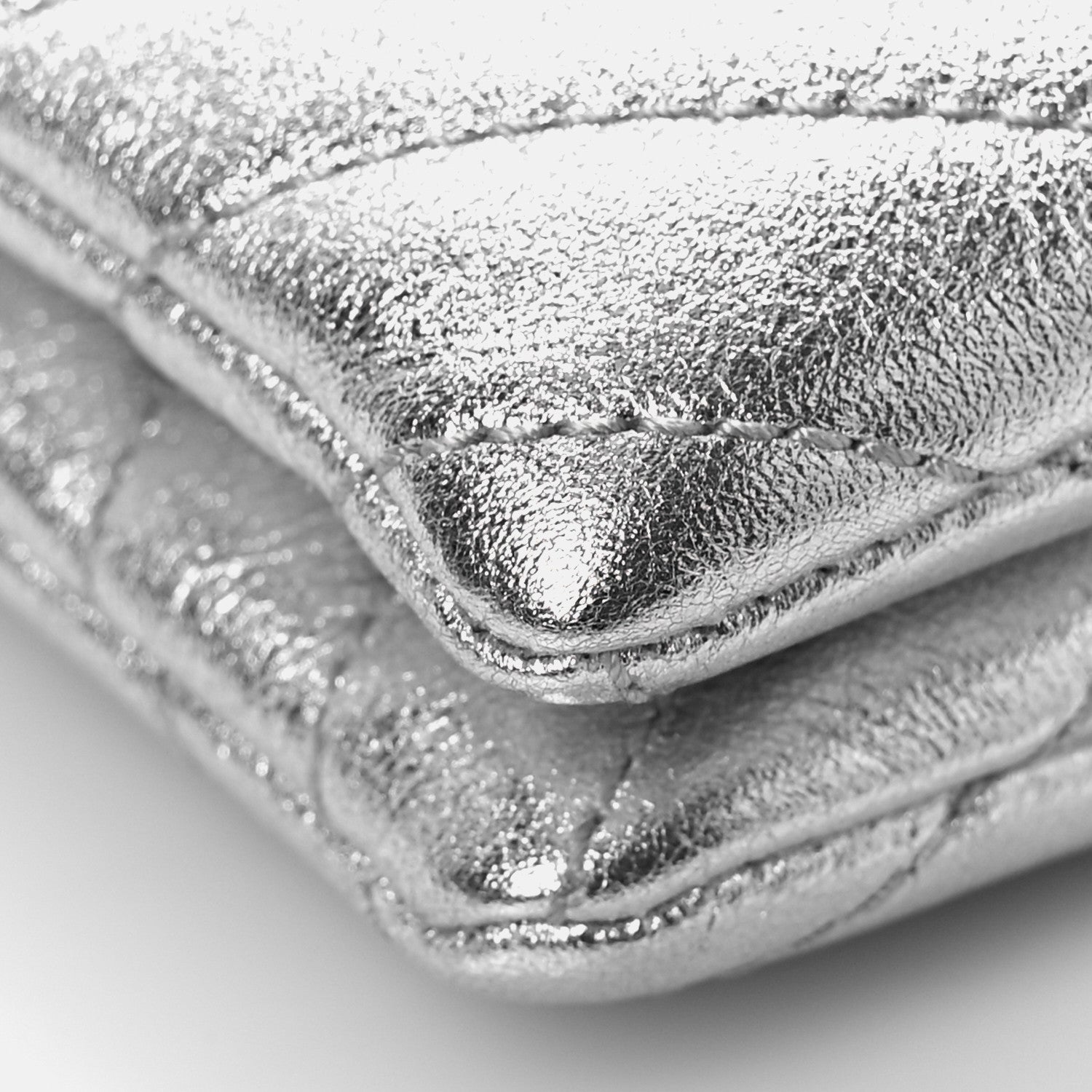 Saint Laurent Metallic Lambskin Quilted Double Flap Bag Silver 9 of 10