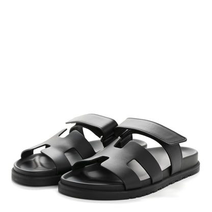 Hermes Calfskin Womens Chypre Sandals 39.5 Black 7 of 18