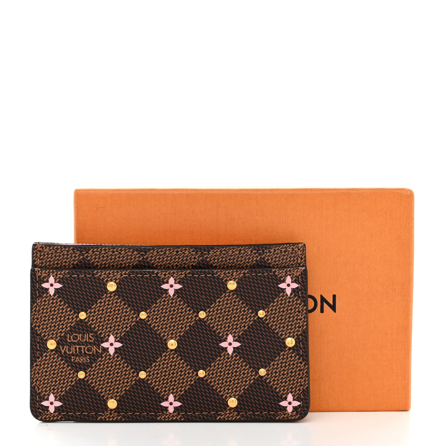 Damier Ebene Studded Card Holder