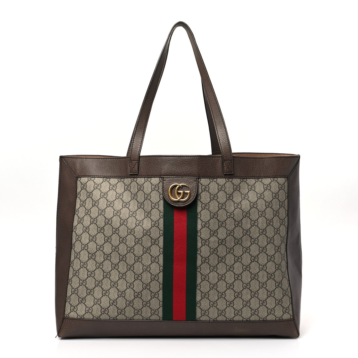 Gucci GG Supreme Monogram Web Ophidia Tote Brown 1 of 11