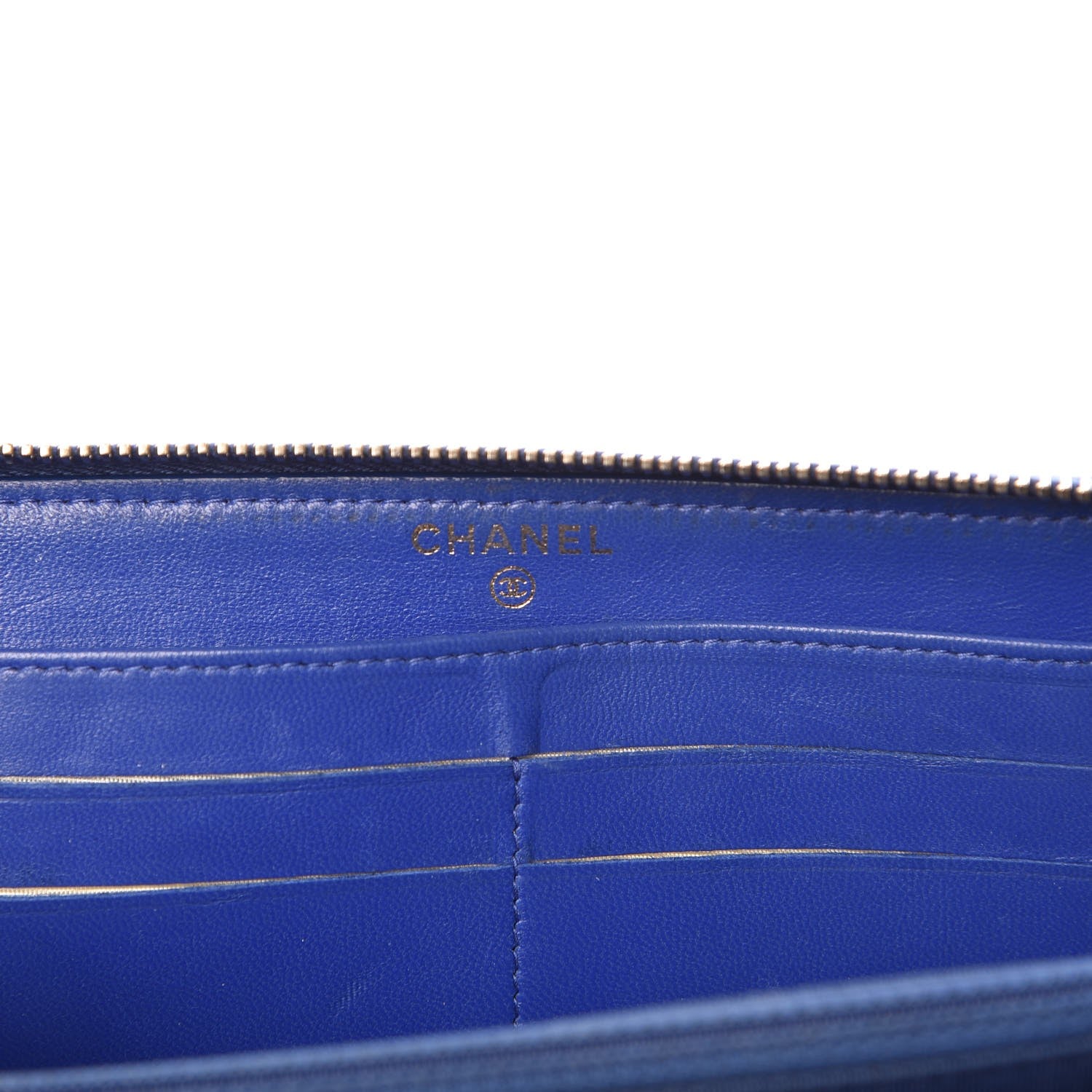 Chanel Lambskin Quilted Large Gusset Zip Around Wallet Blue 6 of 18