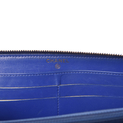 Chanel Lambskin Quilted Large Gusset Zip Around Wallet Blue 6 of 18