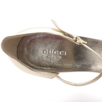 Gucci Cork Nappa Wedge Sandals 10 Gold 7 of 11