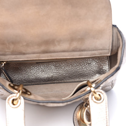 Christian Dior Metallic Grained Calfskin Cannage Small Supple Lady Dior Pale Gold 5 of 12