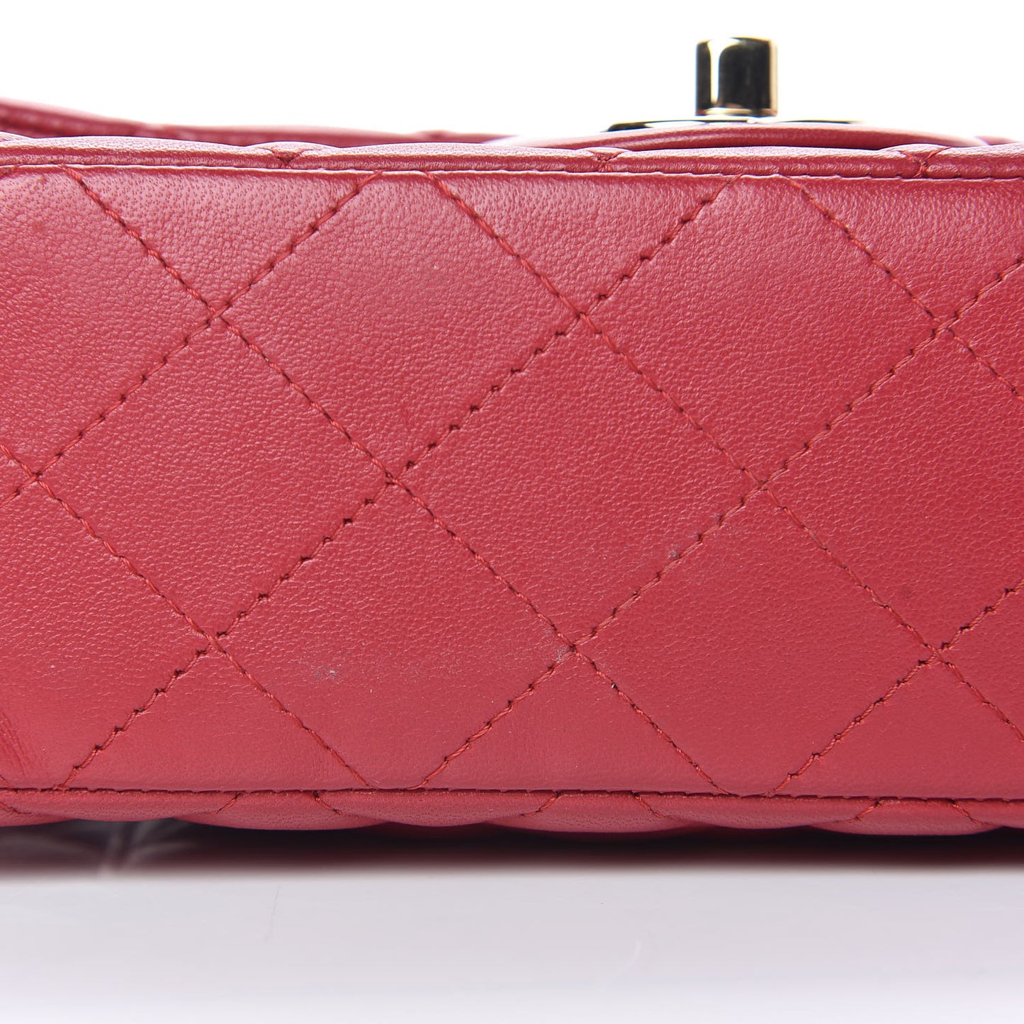 Lambskin Quilted Mini Rectangular Flap Red