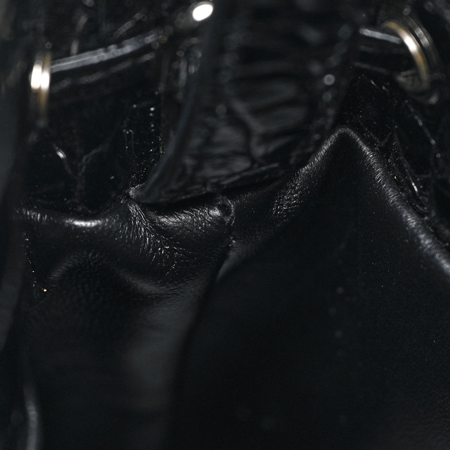 Balenciaga Shiny Calfskin Logo Crocodile Embossed XS Everyday Bucket Bag Black 10 of 15