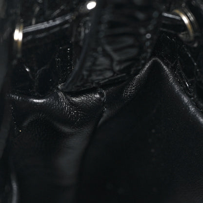 Balenciaga Shiny Calfskin Logo Crocodile Embossed XS Everyday Bucket Bag Black 10 of 15