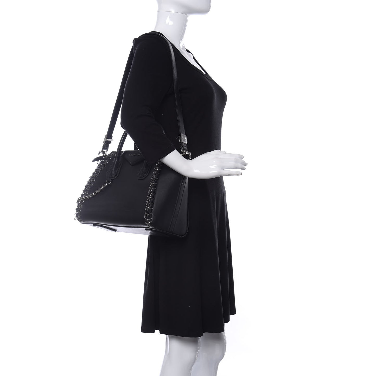 Sugar Goatskin Small Eyelet Antigona Black