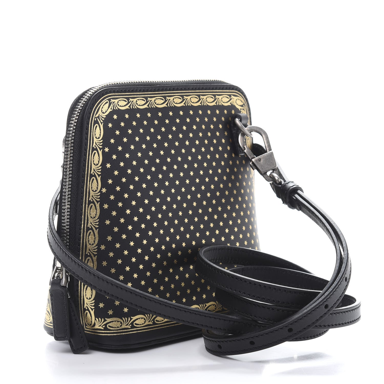 Gucci X SEGA Calfskin GUCCY Stars Mini Dome Shoulder Bag Black Gold 4 of 12