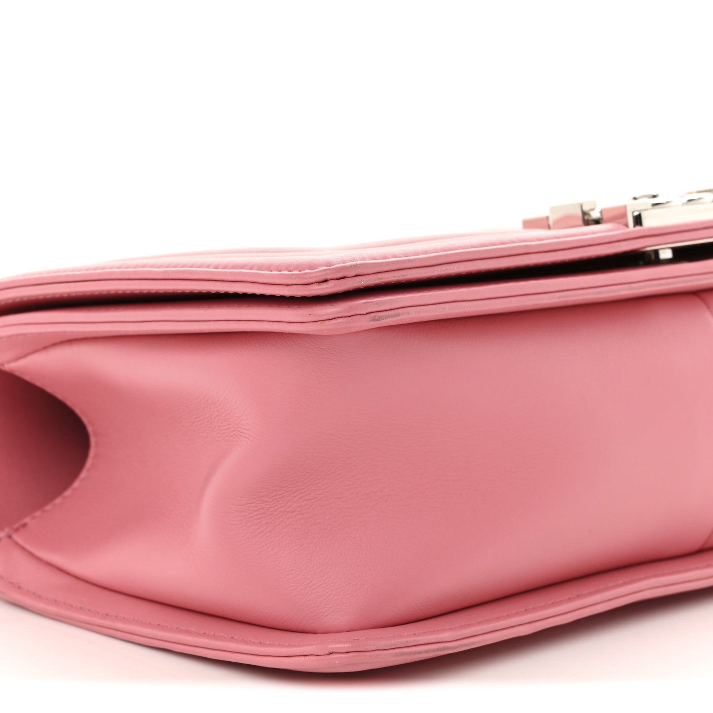 Calfskin Chevron Quilted Medium Boy Flap Pink