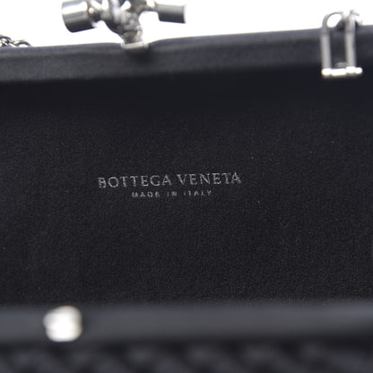 Bottega Veneta Satin Intrecciato Chain Knot Clutch Black 5 of 8