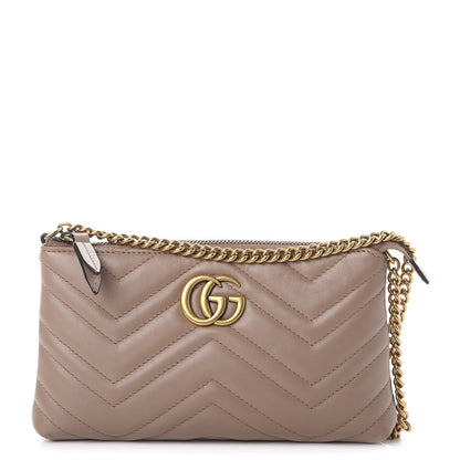 Gucci Calfskin Matelasse Mini GG Marmont Chain Bag Porcelain Rose 1 of 10