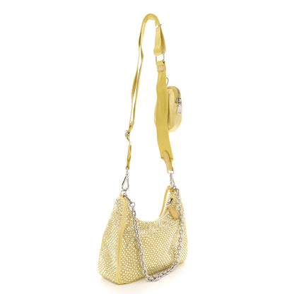 Prada Satin Crystal Re-Edition 2005 Shoulder Bag Ananas 3 of 11