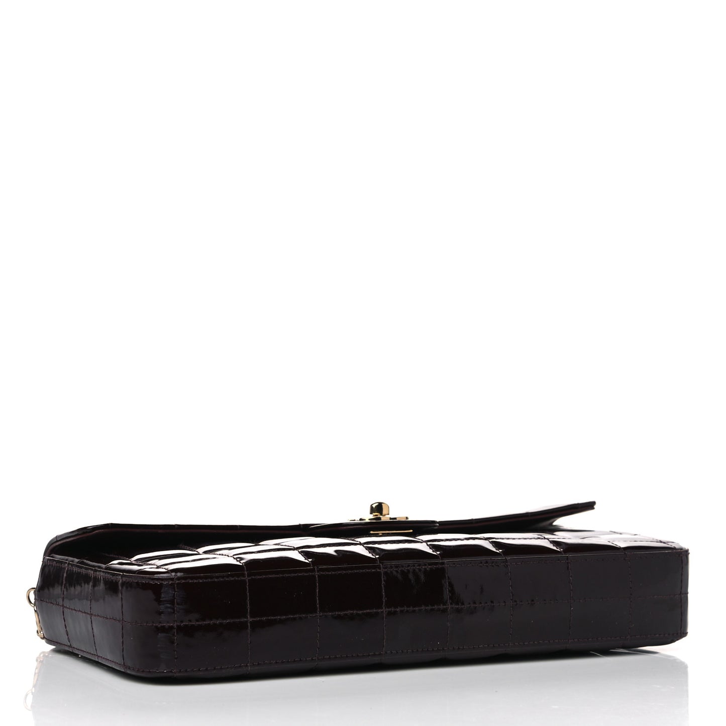 Patent East West Chocolate Bar Flap Burgundy