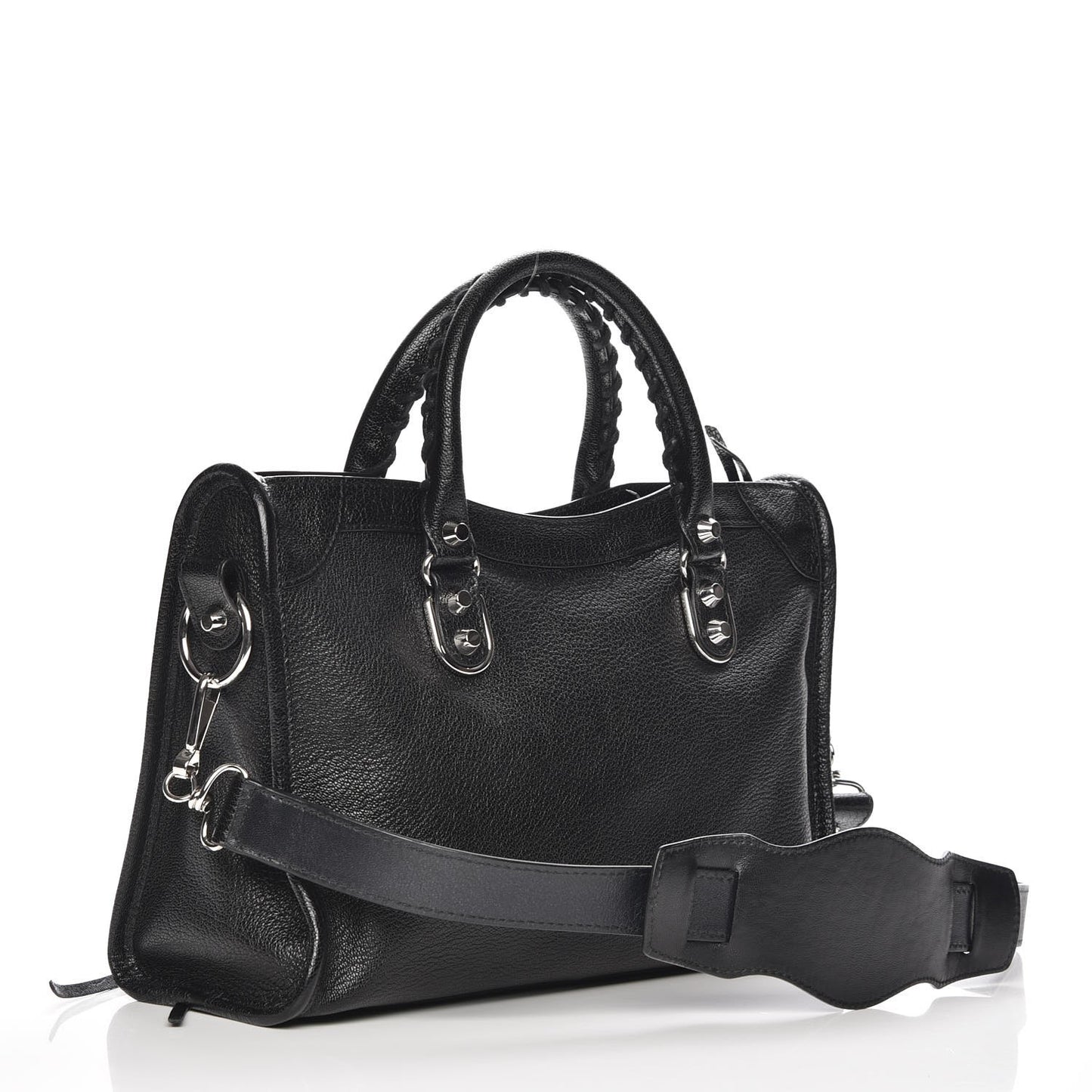 Chevre Silver Metallic Edge Hardware S City Black