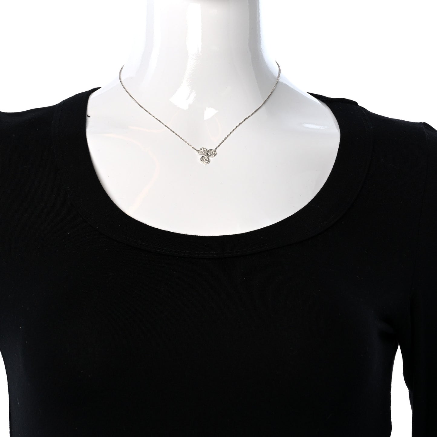 Platinum Diamond Paper Flowers Pave Pendant Necklace