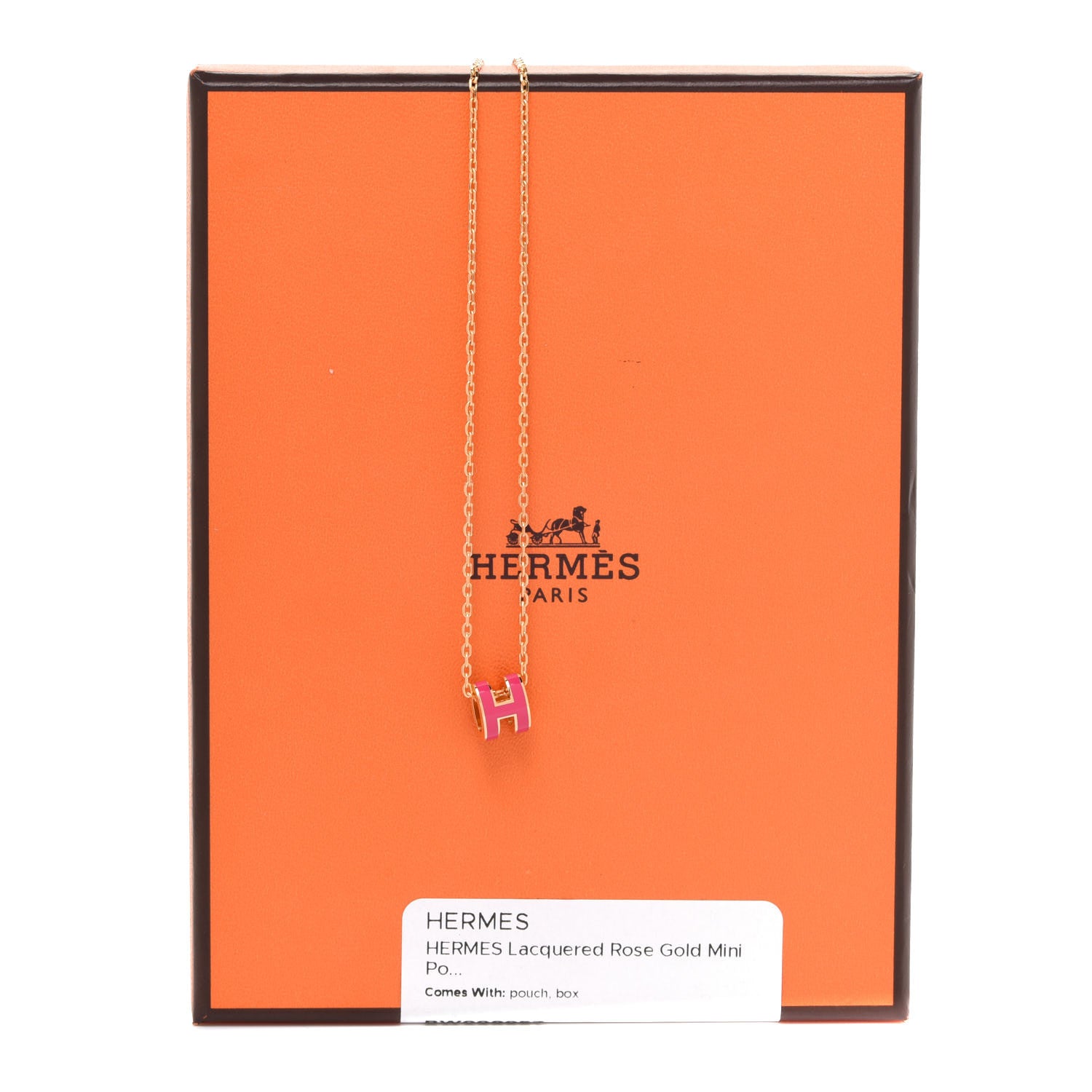 Hermes Lacquered Rose Gold Mini Pop H Pendant Necklace Rose Extreme 8 of 8