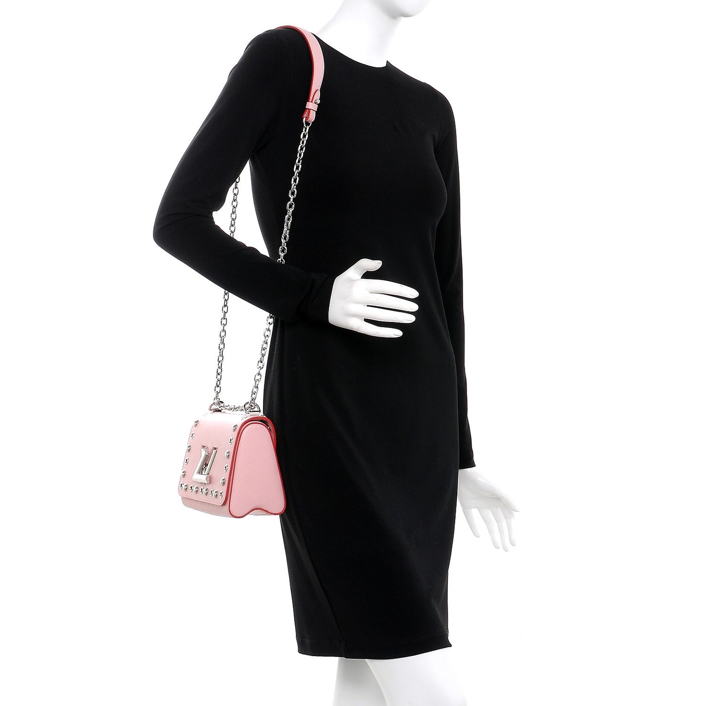 Epi Studded Twist Shoulder Bag PM Rose Ballerine