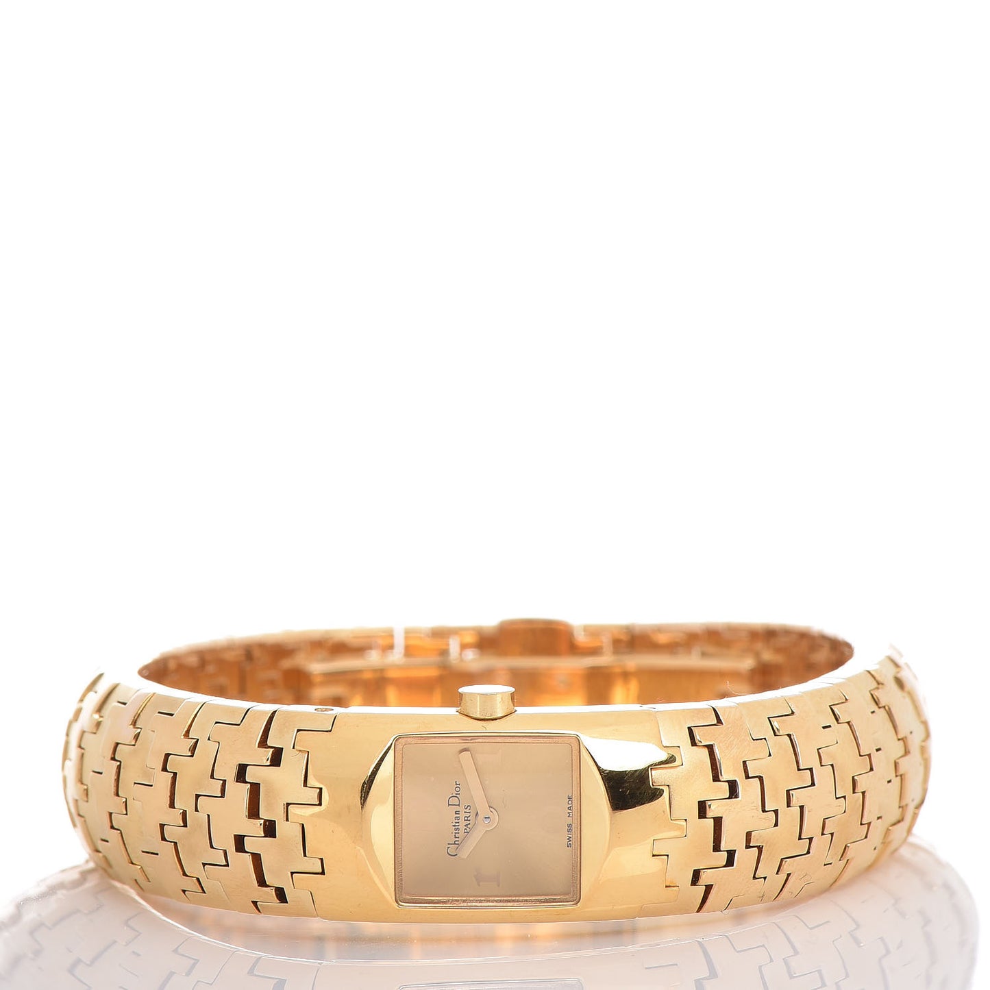 Stainless Steel 15mm Diorific Houndstooth Quartz Watch Gold