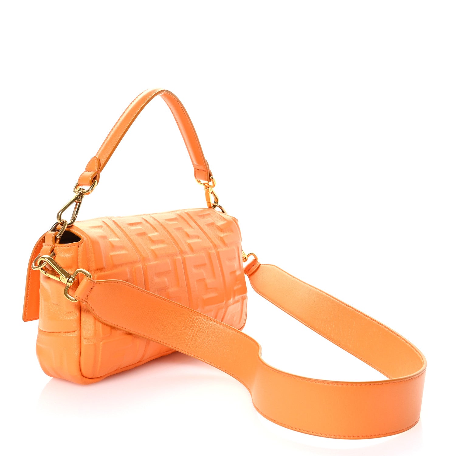 Fendi Nappa FF 1974 Embossed Baguette Clementine 3 of 15