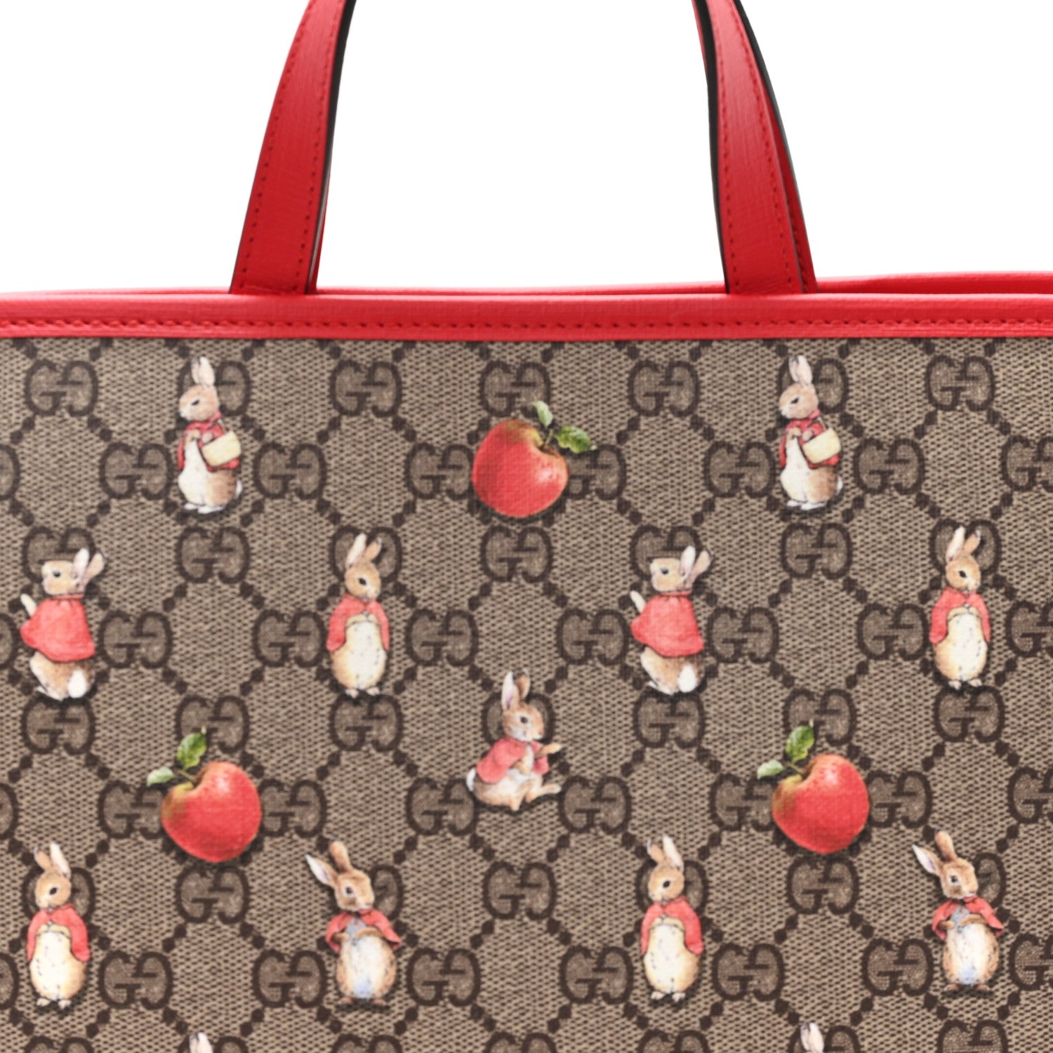Gucci X Peter Rabbit GG Supreme Monogram Rabbit Apple Childrens Tote Beige Ebony Multicolor Bright Hibiscus 8 of 10