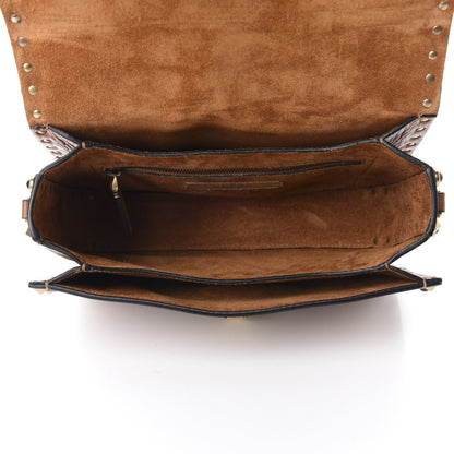 Valentino Garavani Calfskin Enchanted Wonderland Medium Guitar Strap Rockstud Rolling Flap Saddle Bag Light Cuir 5 of 9