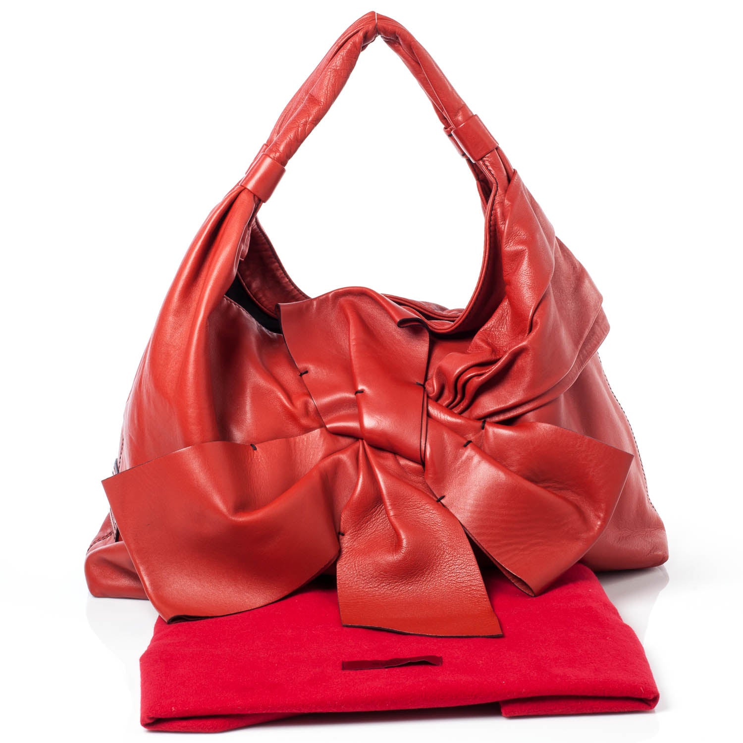 Valentino Garavani Nappa Premier Bow Hobo Rosso 10 of 10