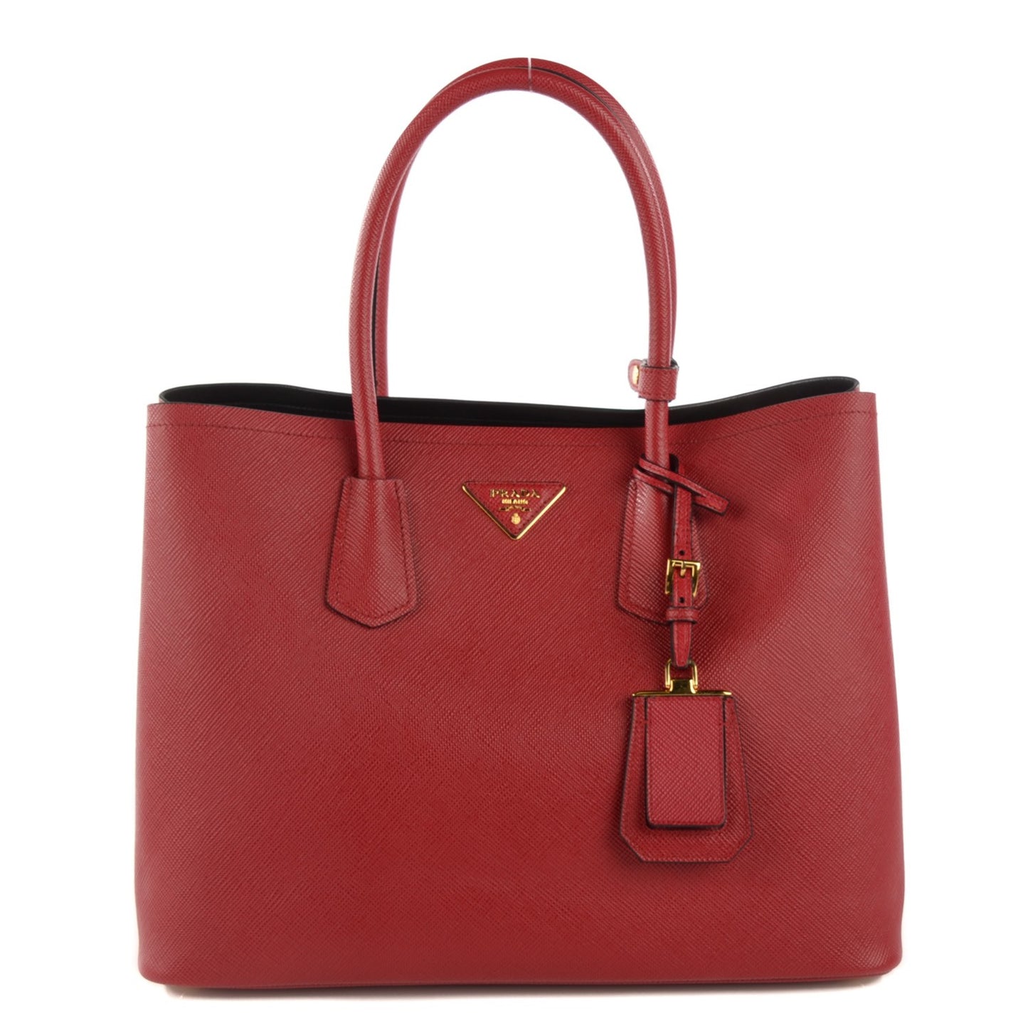 Saffiano Cuir Medium Double Bag Rosso