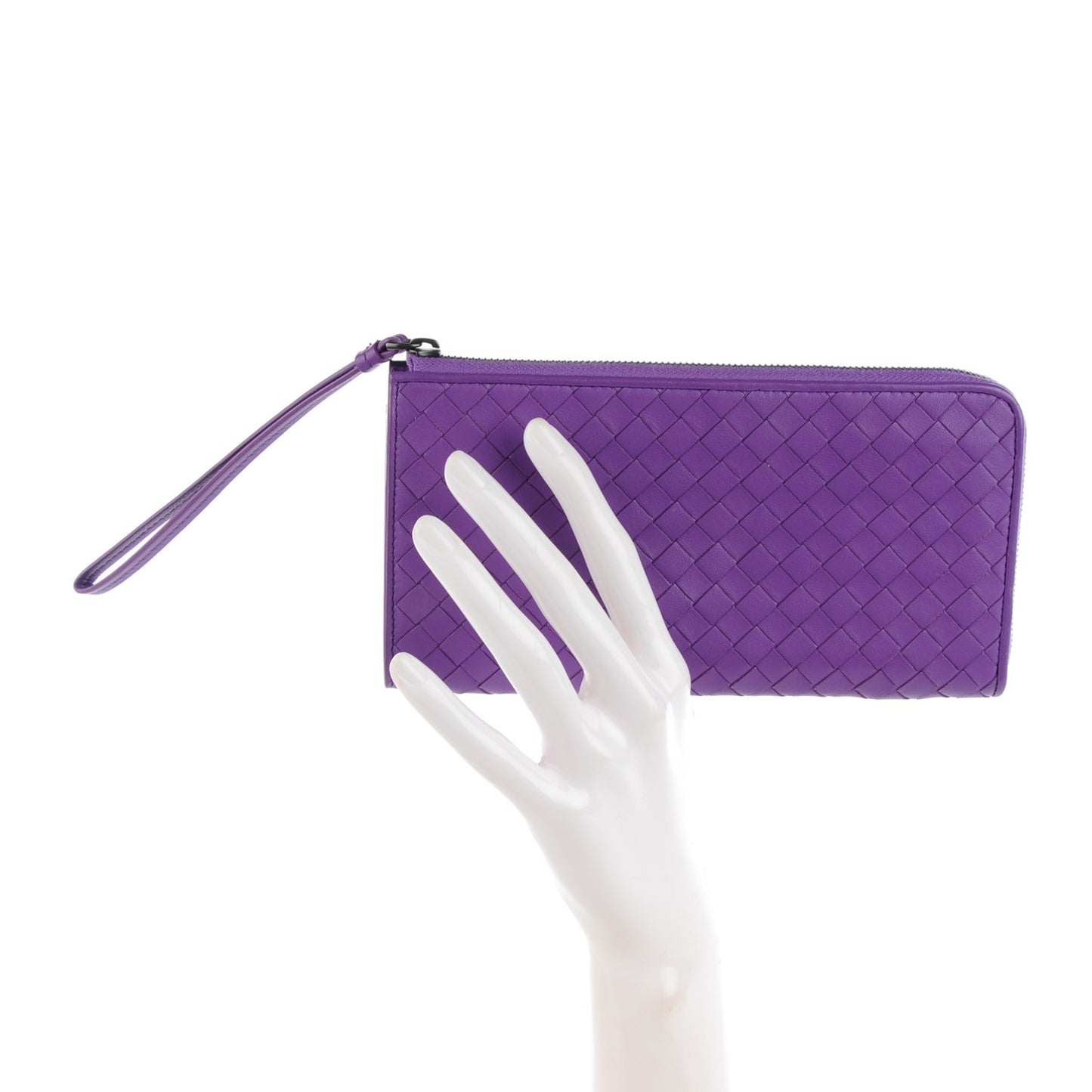 Nappa Intrecciato Wristlet Zip Wallet Byzantine