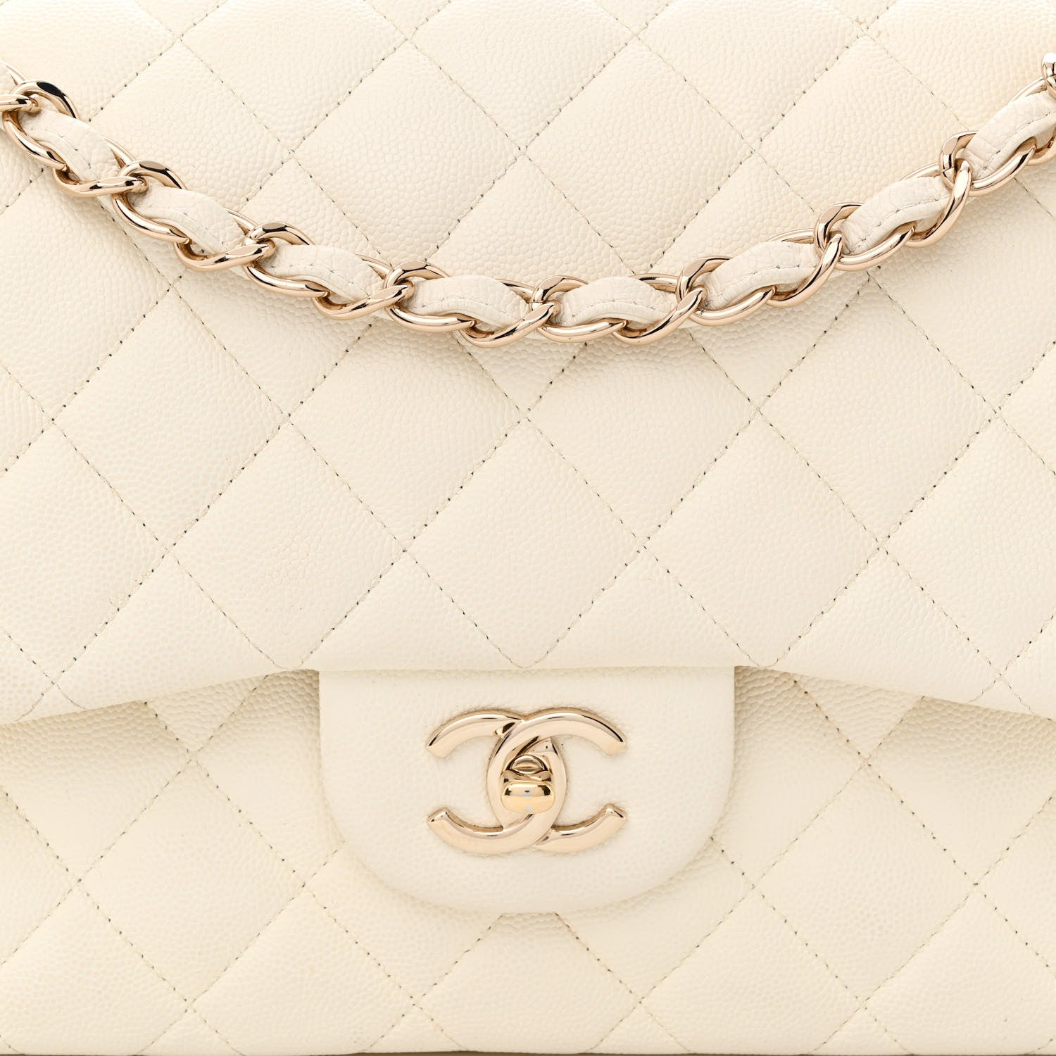 Chanel Caviar Quilted Jumbo Double Flap White 8 of 11