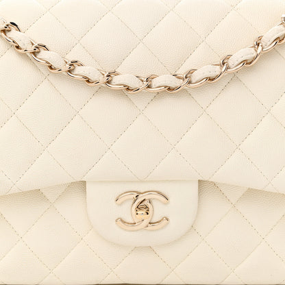 Chanel Caviar Quilted Jumbo Double Flap White 8 of 11
