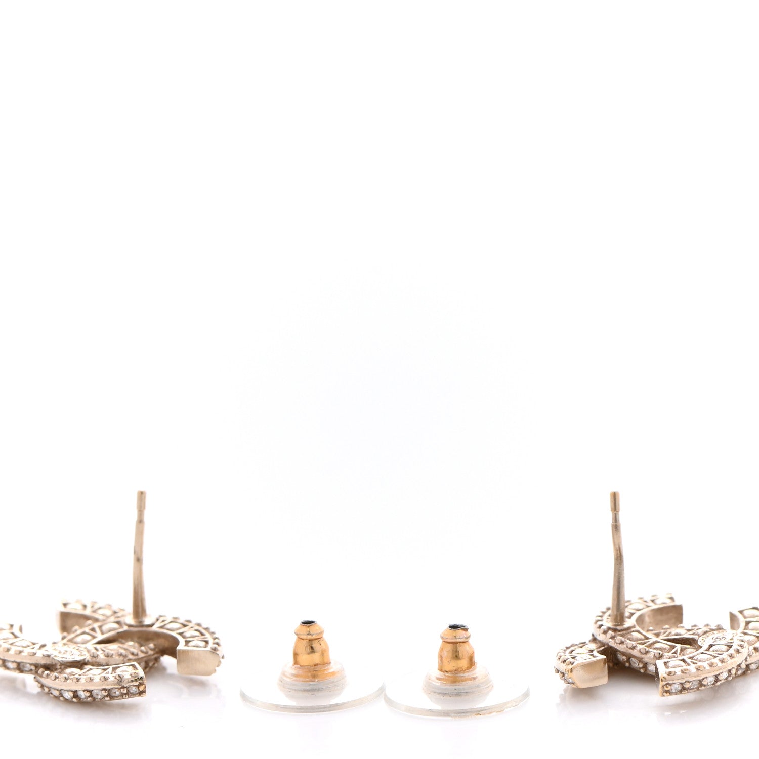 Chanel Crystal Timeless CC Earrings Light Gold 3 of 7