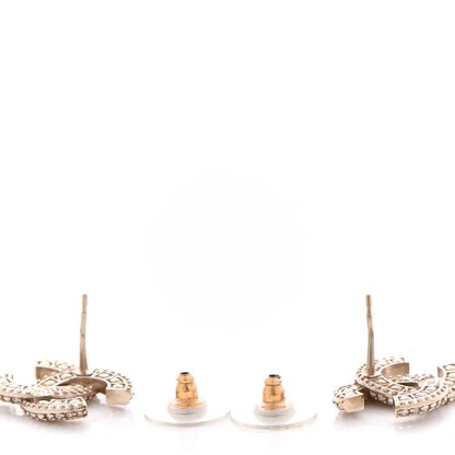 Chanel Crystal Timeless CC Earrings Light Gold 3 of 7