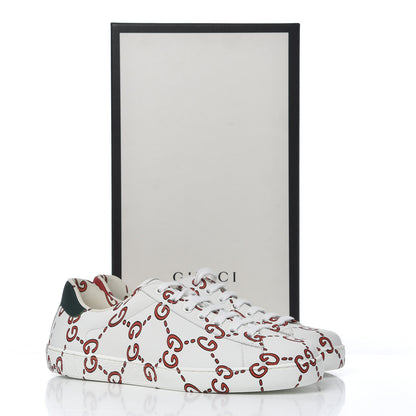 Gucci Calfskin GucciGhost Print Mens Ace Sneakers 7 White Hibiscus Red 13 of 13