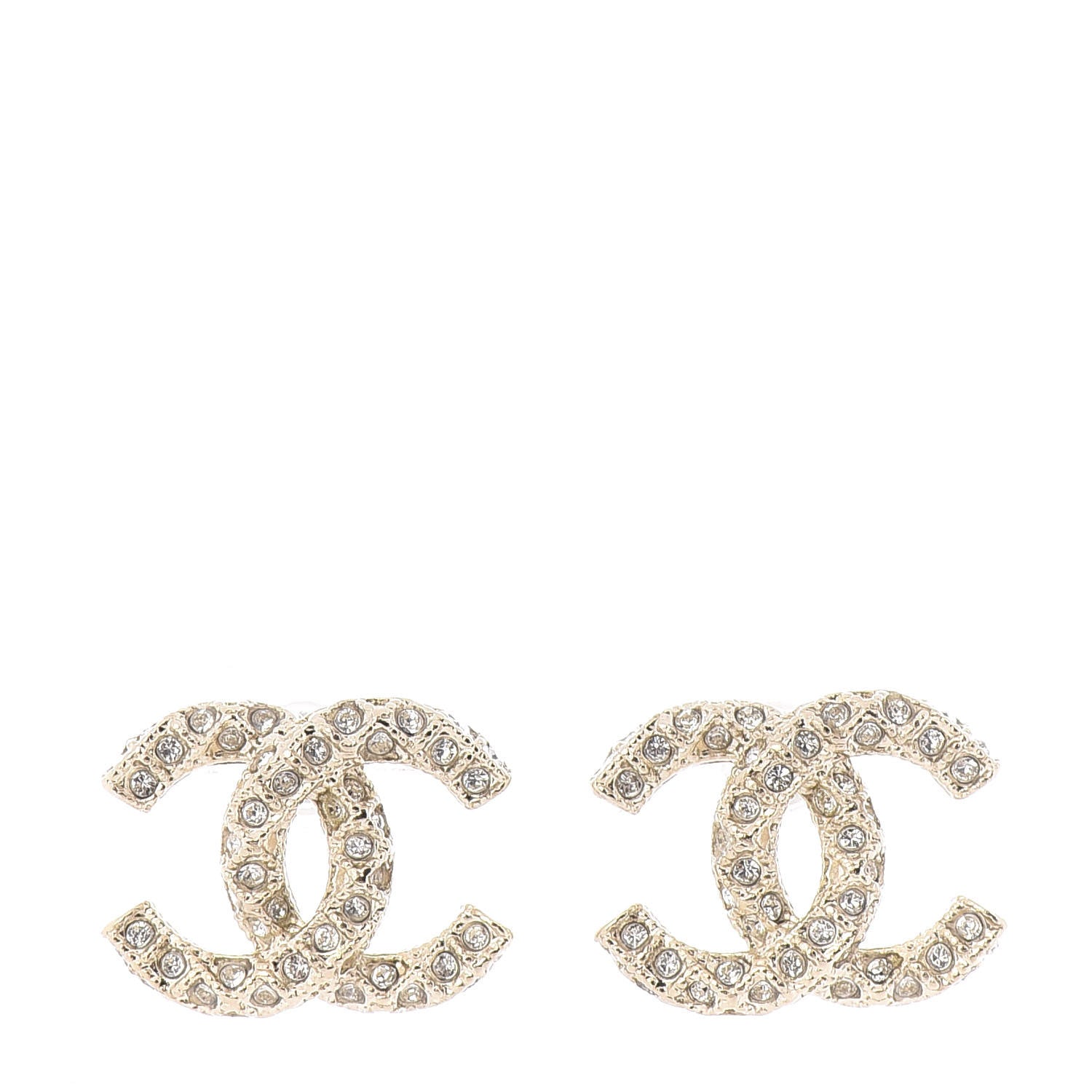 Chanel Crystal CC Earrings Gold 1 of 5