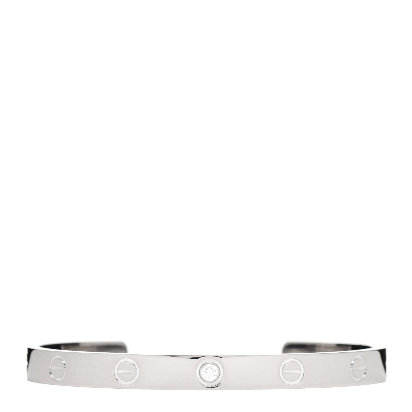 18K White Gold 1 Diamond LOVE Cuff Bracelet 17