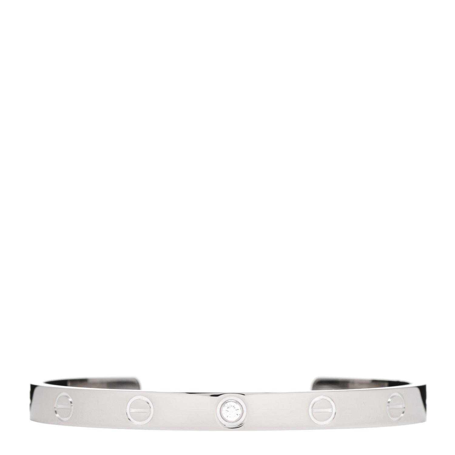 Cartier 18K White Gold 1 Diamond LOVE Cuff Bracelet 17 1 of 5