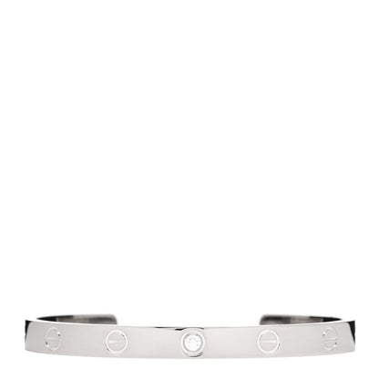 Cartier 18K White Gold 1 Diamond LOVE Cuff Bracelet 17 1 of 5