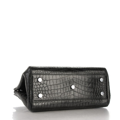 Saint Laurent Calfskin Crocodile Embossed Small Cabas Rive Gauche Black 4 of 8