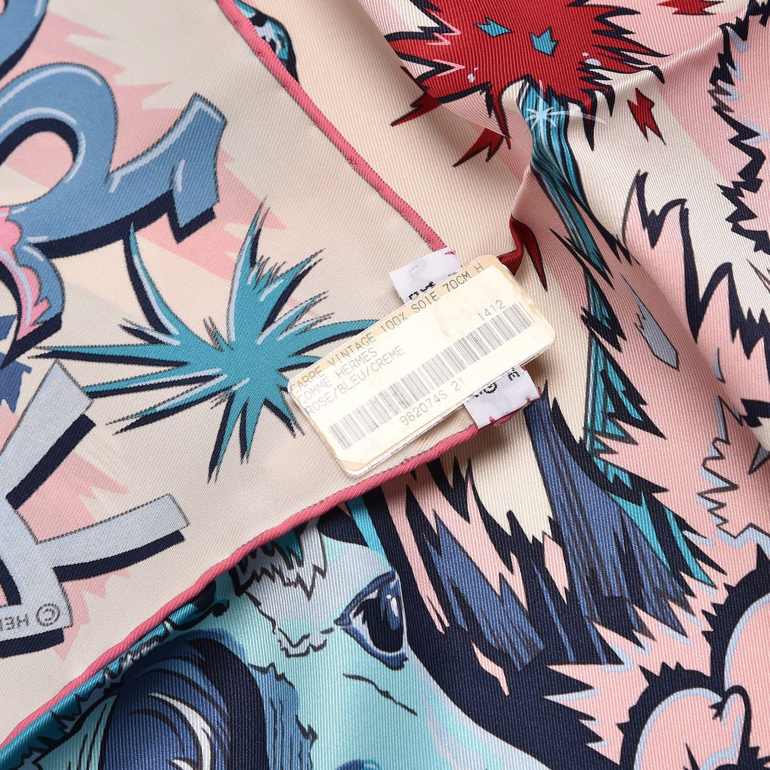 Hermes Silk H Comme Scarf 70 Rose Bleu Creme 4 of 5