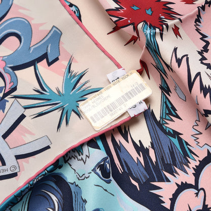 Hermes Silk H Comme Scarf 70 Rose Bleu Creme 4 of 5