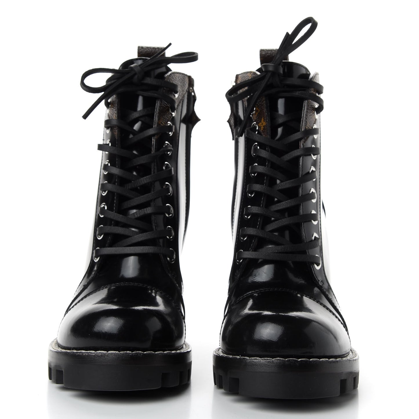 Patent Calfskin Monogram Star Trail Ankle Boots 36 Black
