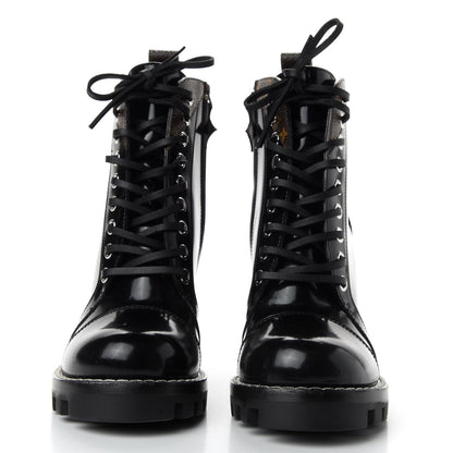 Louis Vuitton Patent Calfskin Monogram Star Trail Ankle Boots 36 Black 2 of 8