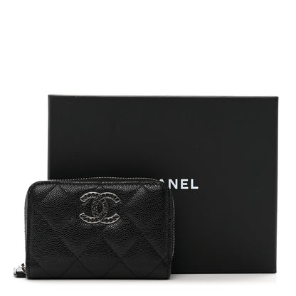 Chanel Caviar Quilted Coco Chanel Logo CC Zip Coin Purse Black 8 of 8