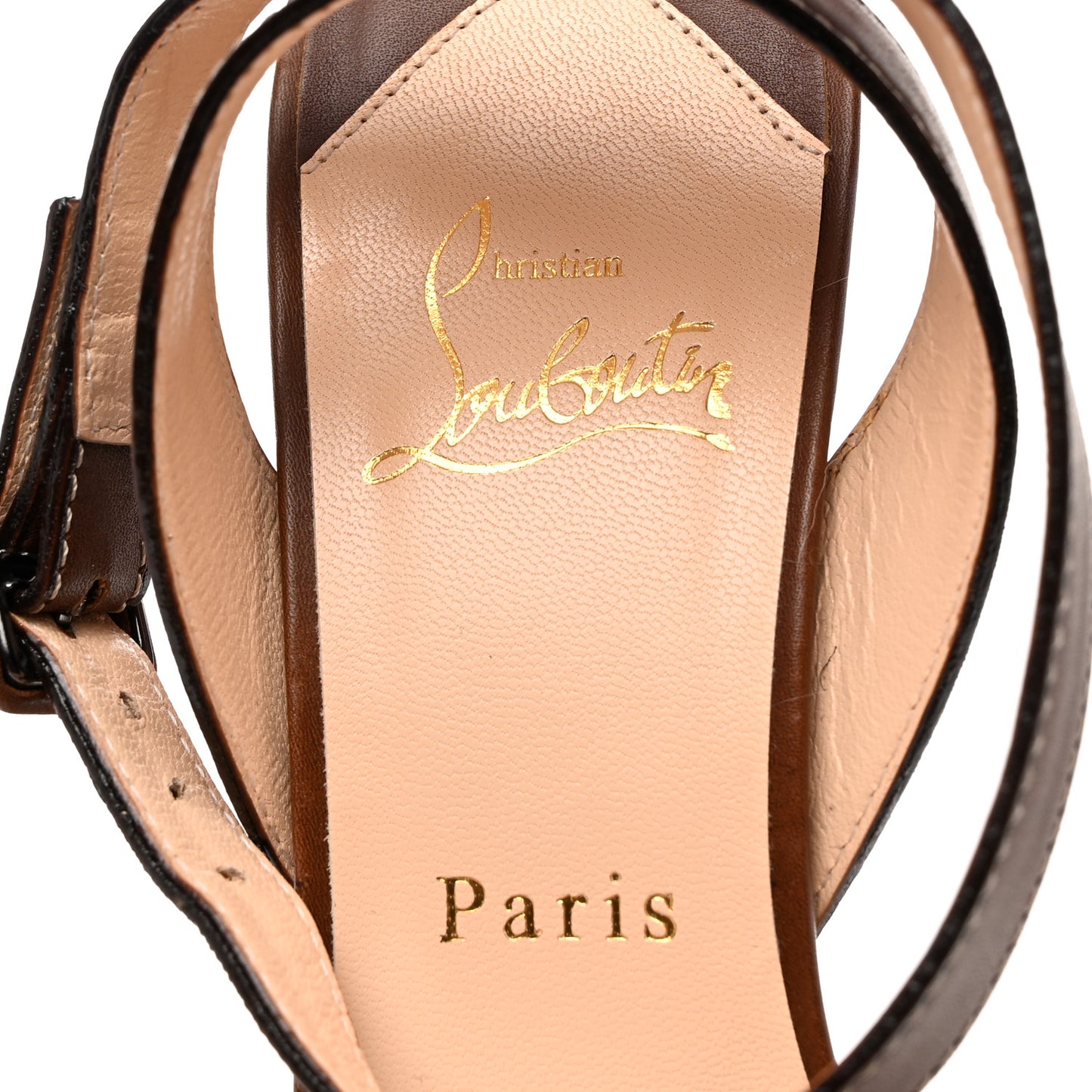 Nappa Loubi Bee Alta 130 Sandals 38.5 Cuoio